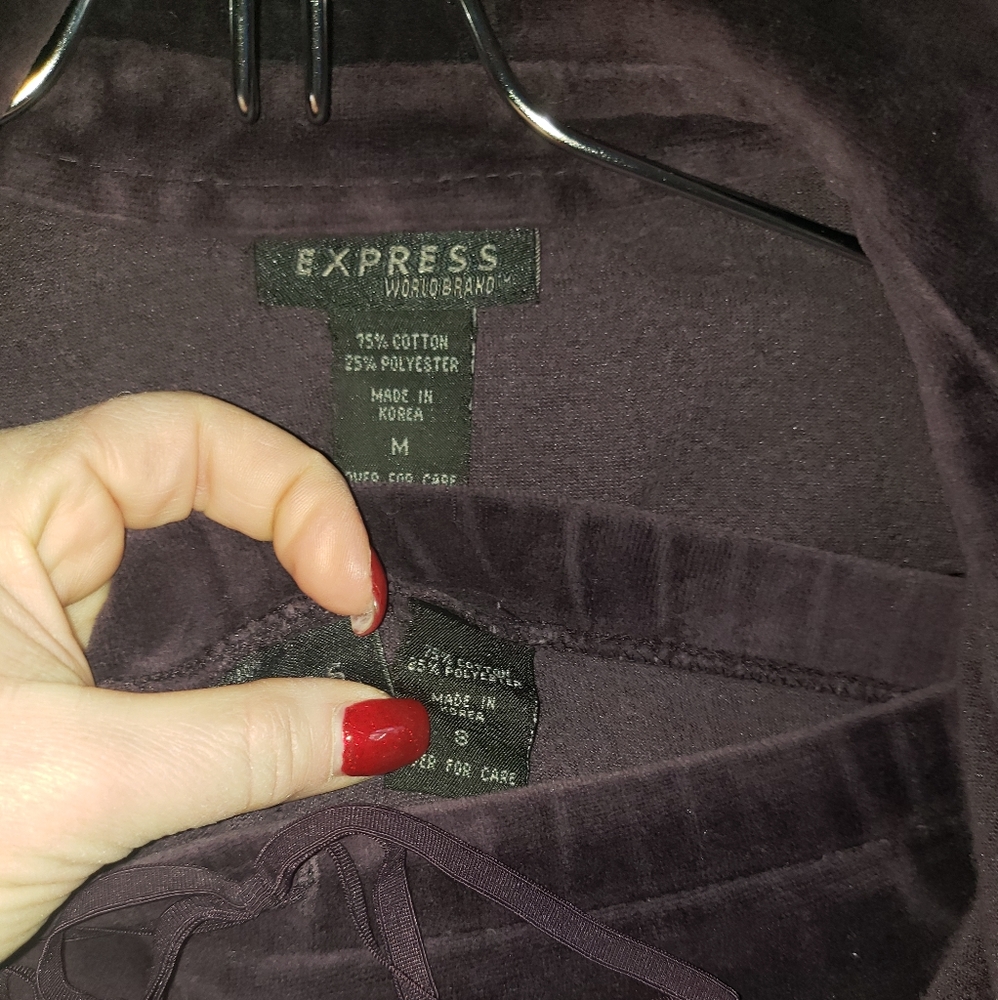 Express, purple, velvet, jog suit, med-sm